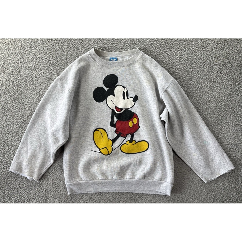 Vintage Mickey Mouse Sweatshirt Adult Large Character Fashion Heather Gray‎ 80s